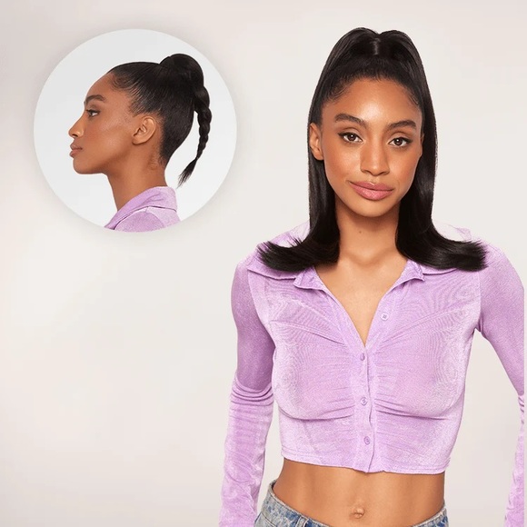 NWOT INH Insert Name Here Lola Ponytail Extension Ombré Black Brown to Silver - Picture 4 of 6